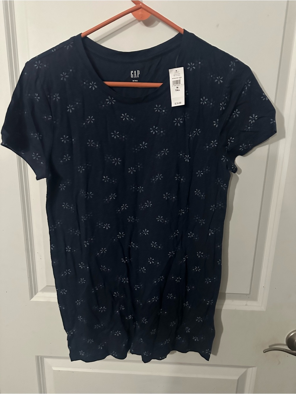 GAP Navy Short Sleeve Eyelet Floral Tee